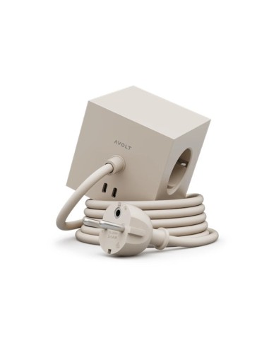 MULTI PRISE CUBE DESIGN AVOLT avec 3 prises + 2 ports USB + rallonge -  SQUARE 1 la chaussure